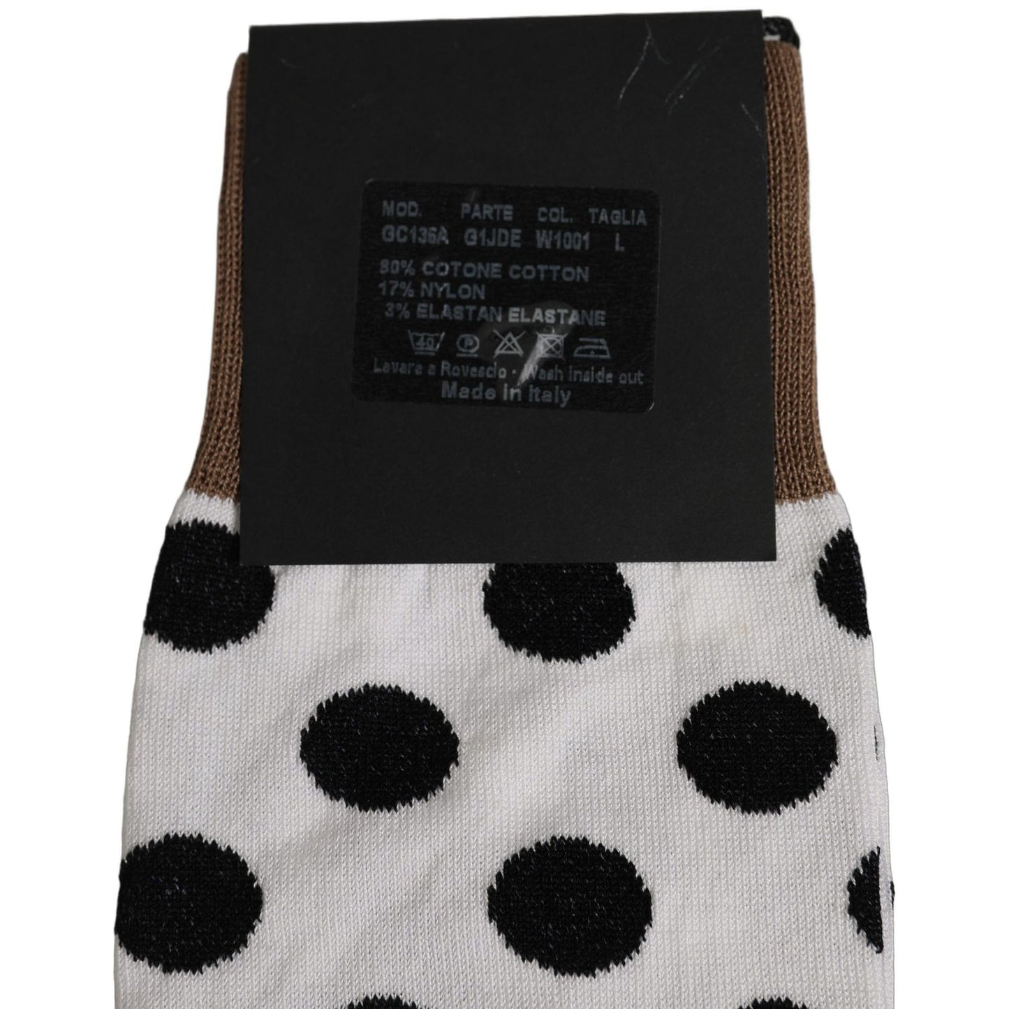 Dolce & Gabbana White Polka Dot Over The Calf Accessory Socks