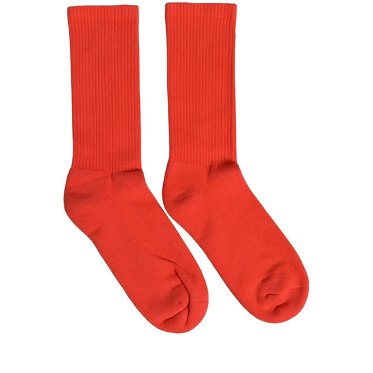 Dolce & Gabbana Red Cotton Ribbed Mid Calf Women Accessory Socks