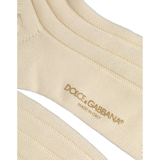 Dolce & Gabbana Beige Wool Stretch Knee High Accessory Socks
