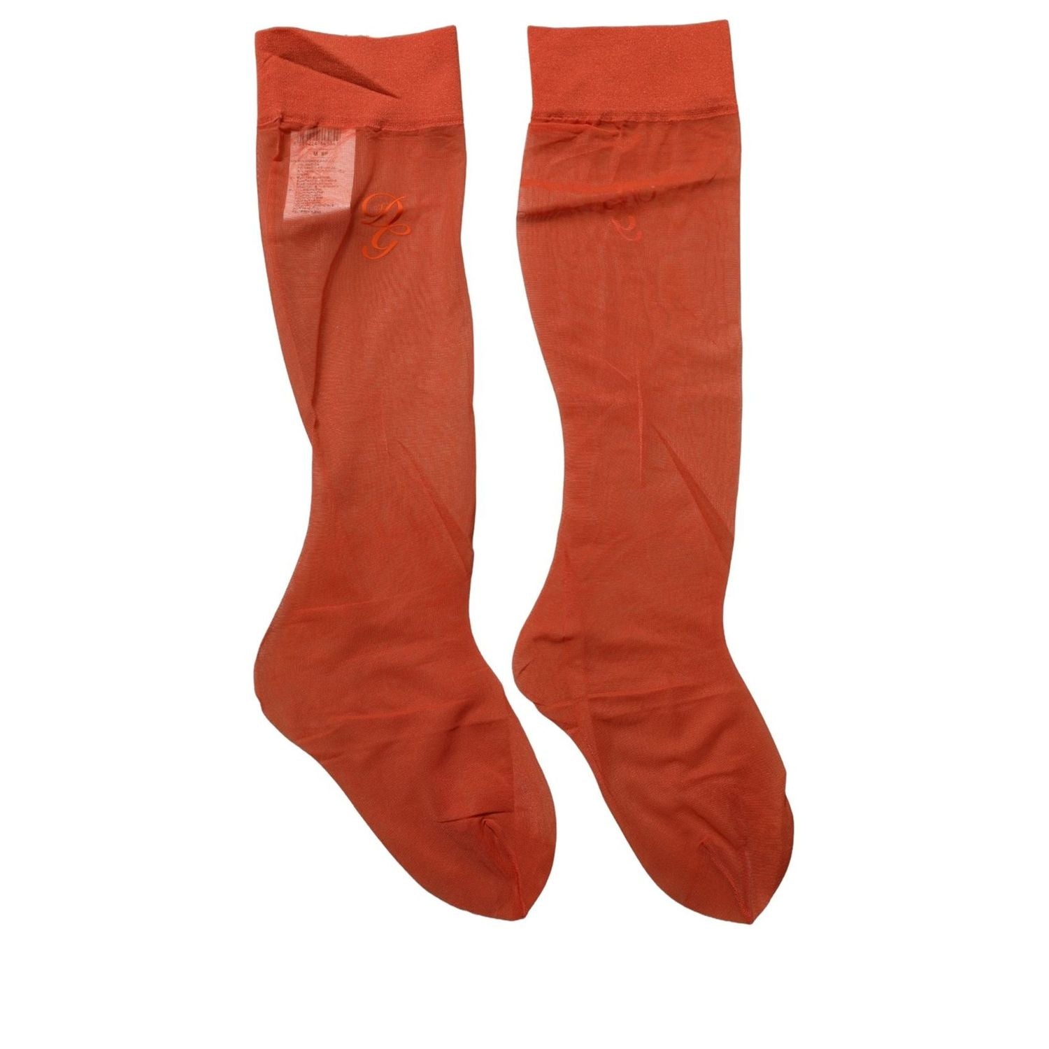 Dolce & Gabbana Orange Knee High Sheer Nylon Accessory Socks