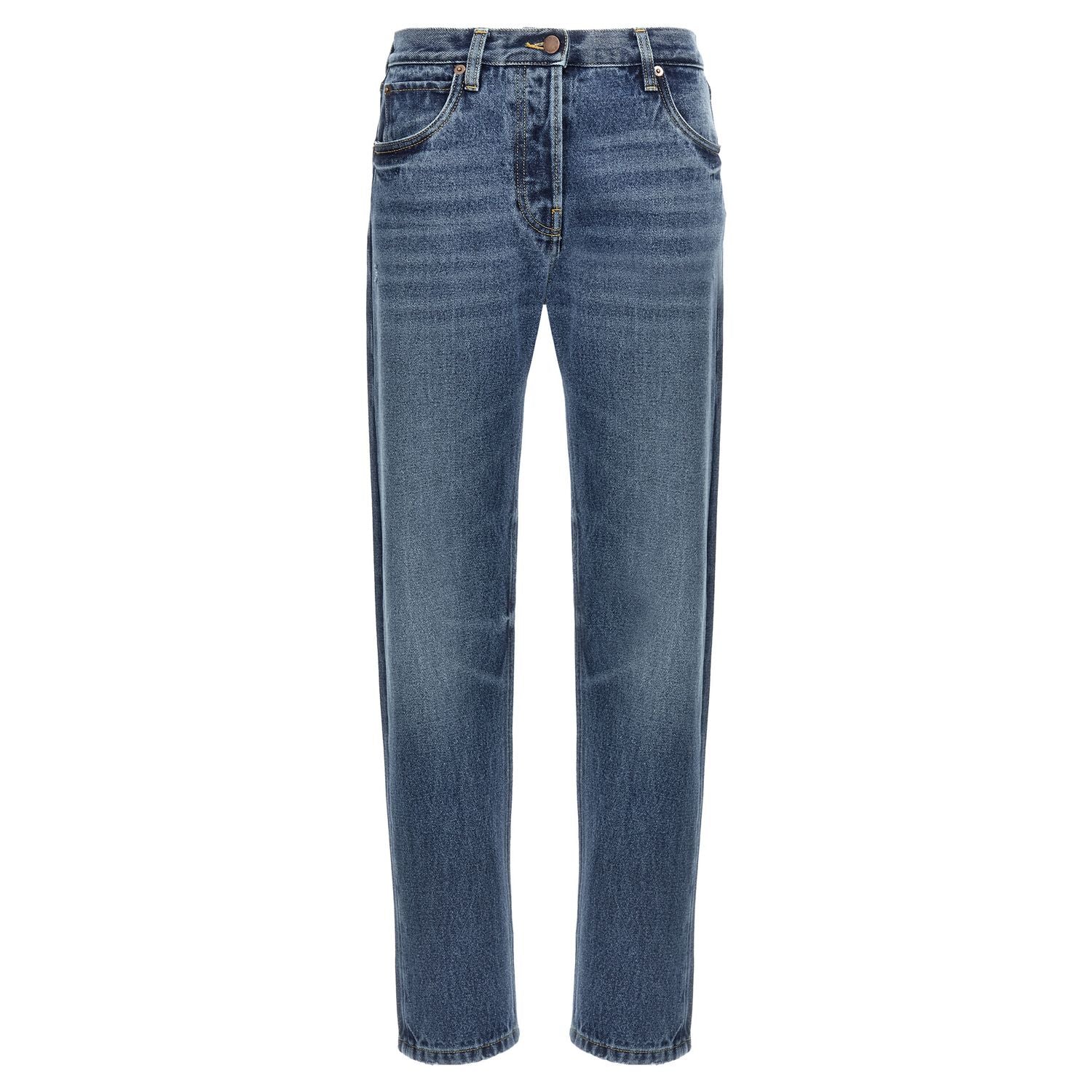 Prada Blue Cotton Straight-Leg Jeans