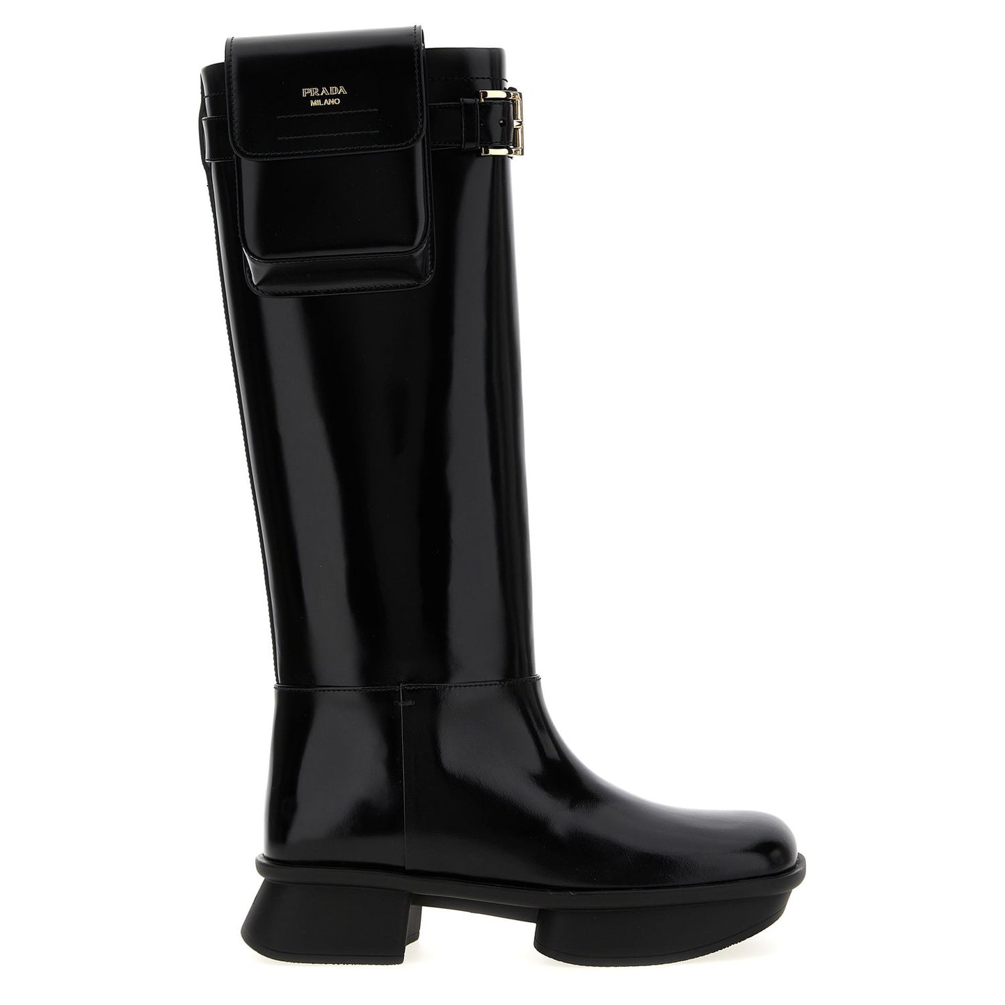 Prada Black Calfskin Over The Knee