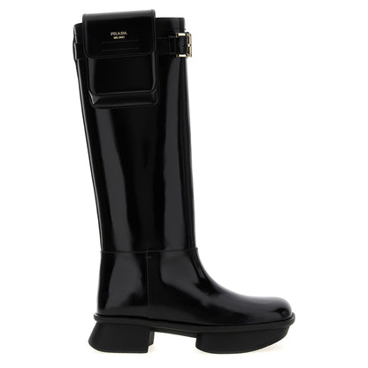 Prada Black Calfskin Over The Knee