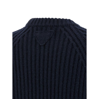 Prada Blue Virgin Wool Cardigan