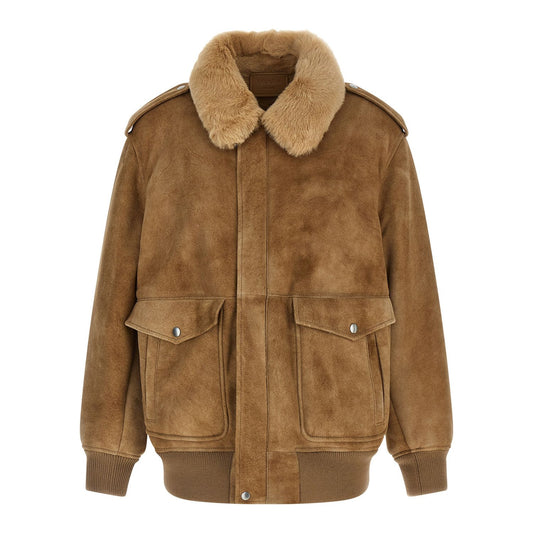 Prada Beige Lamb Leather Bomber