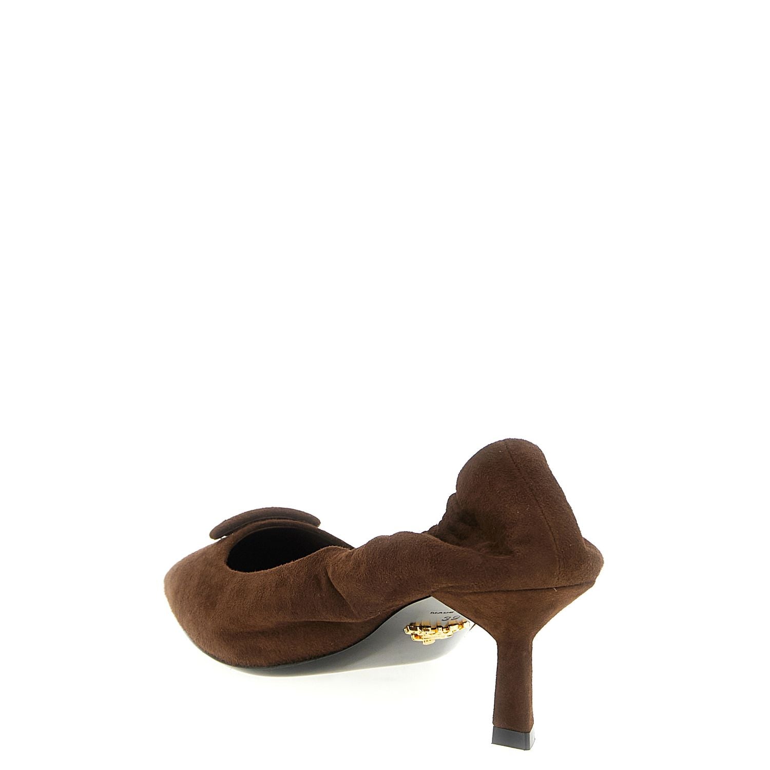 Prada Brown Lamb Leather Mid Heel Pumps