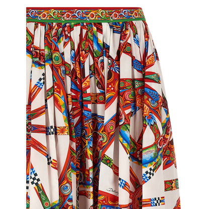 Dolce & Gabbana Multicolor Cotton Midi Skirt