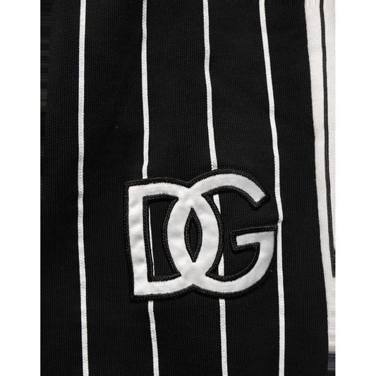 Dolce & Gabbana Black Striped DG Patch Men Sweatpants Pants