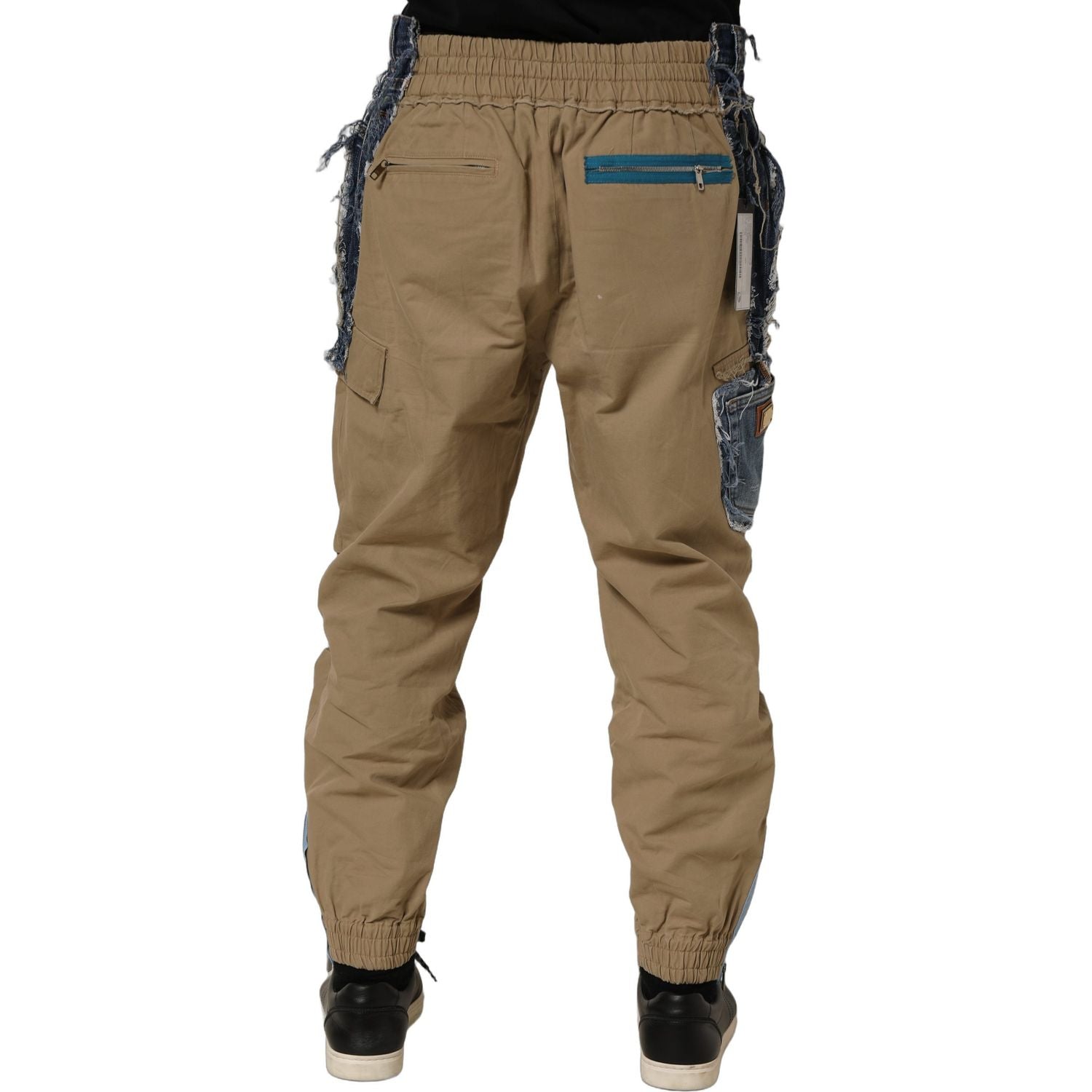 Dolce & Gabbana Beige Cotton Cargo Drawstring Trouser Pants