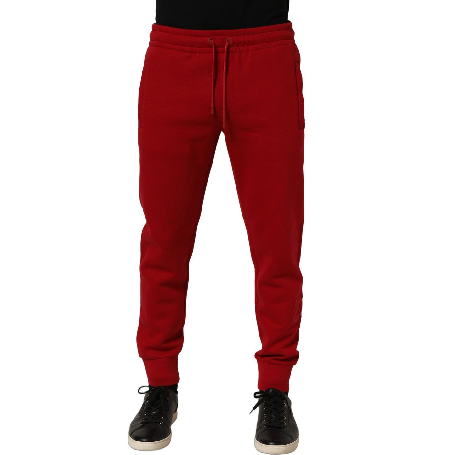 Dolce & Gabbana Red Cotton Drawstring Jogger Men Trouser Pants