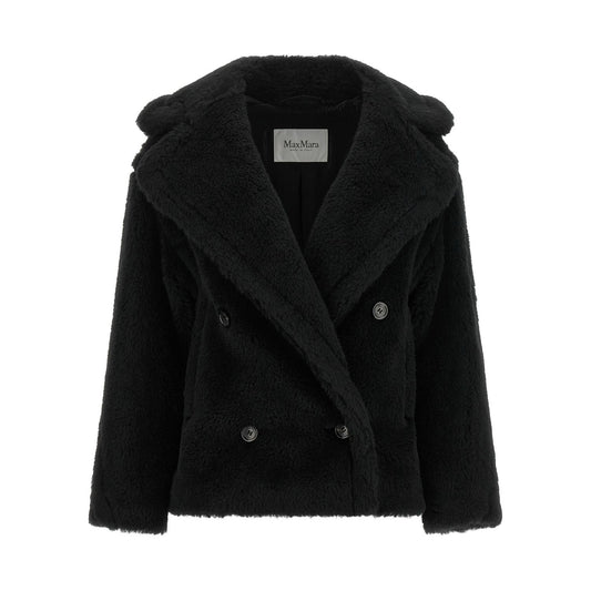 Max Mara Black Alpaca Leather Coat