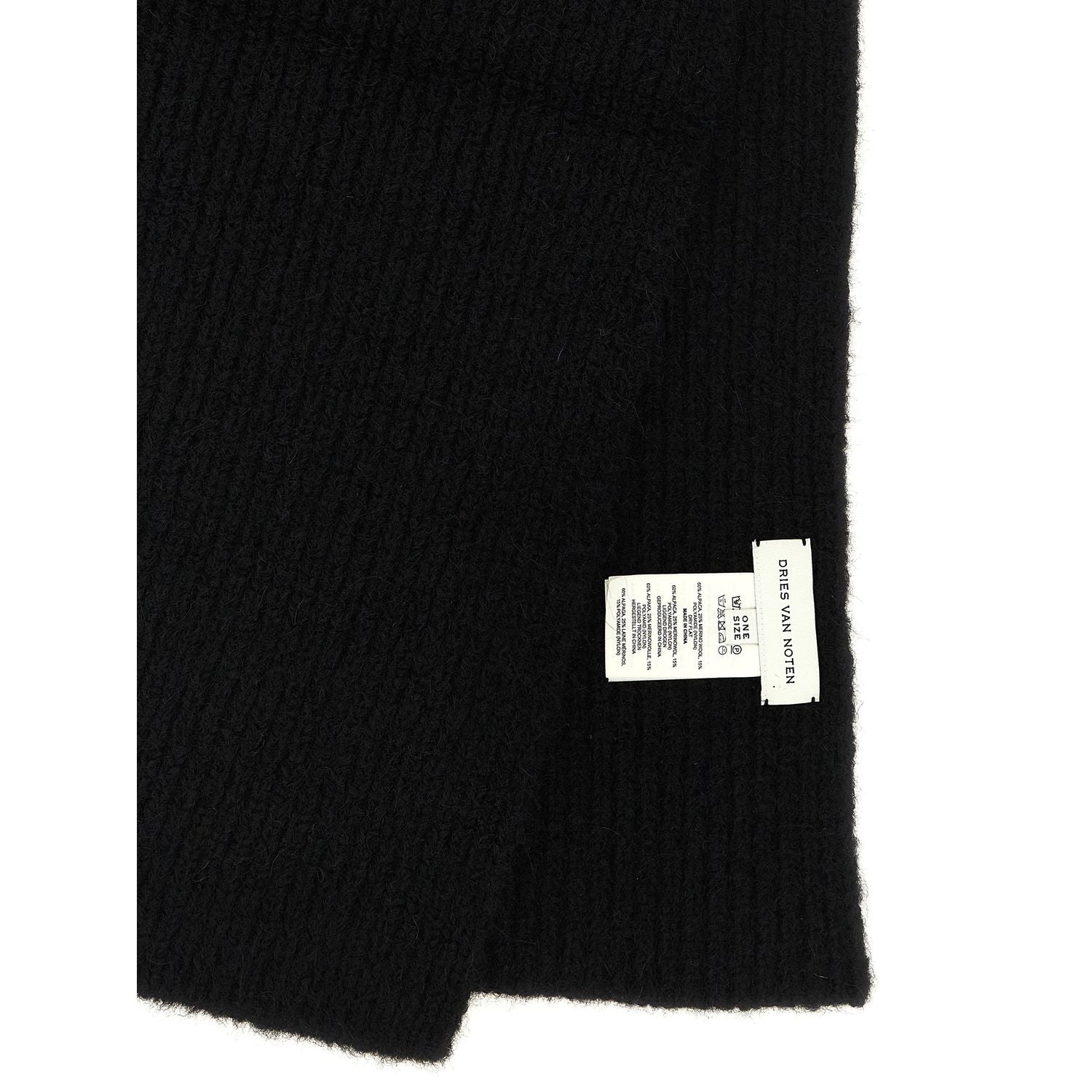 Dries Van Noten Black Wool Foulard