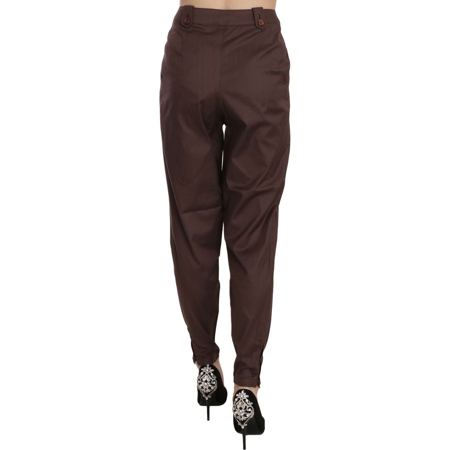 Just Cavalli Brown High Waist Tapered Formal Trousers Pants