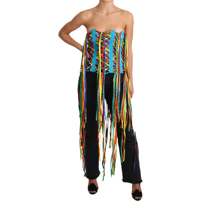 Dolce & Gabbana Multicolor Strings Bustier Polyester Corset Top