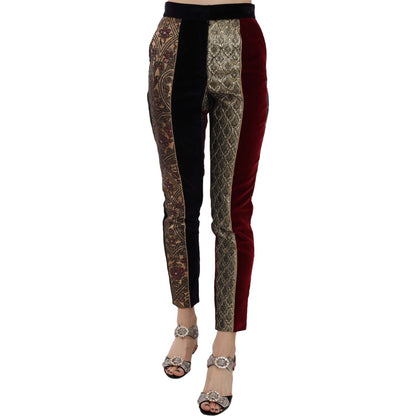 Dolce & Gabbana Multicolor Jacquard Cropped Tapered Pants