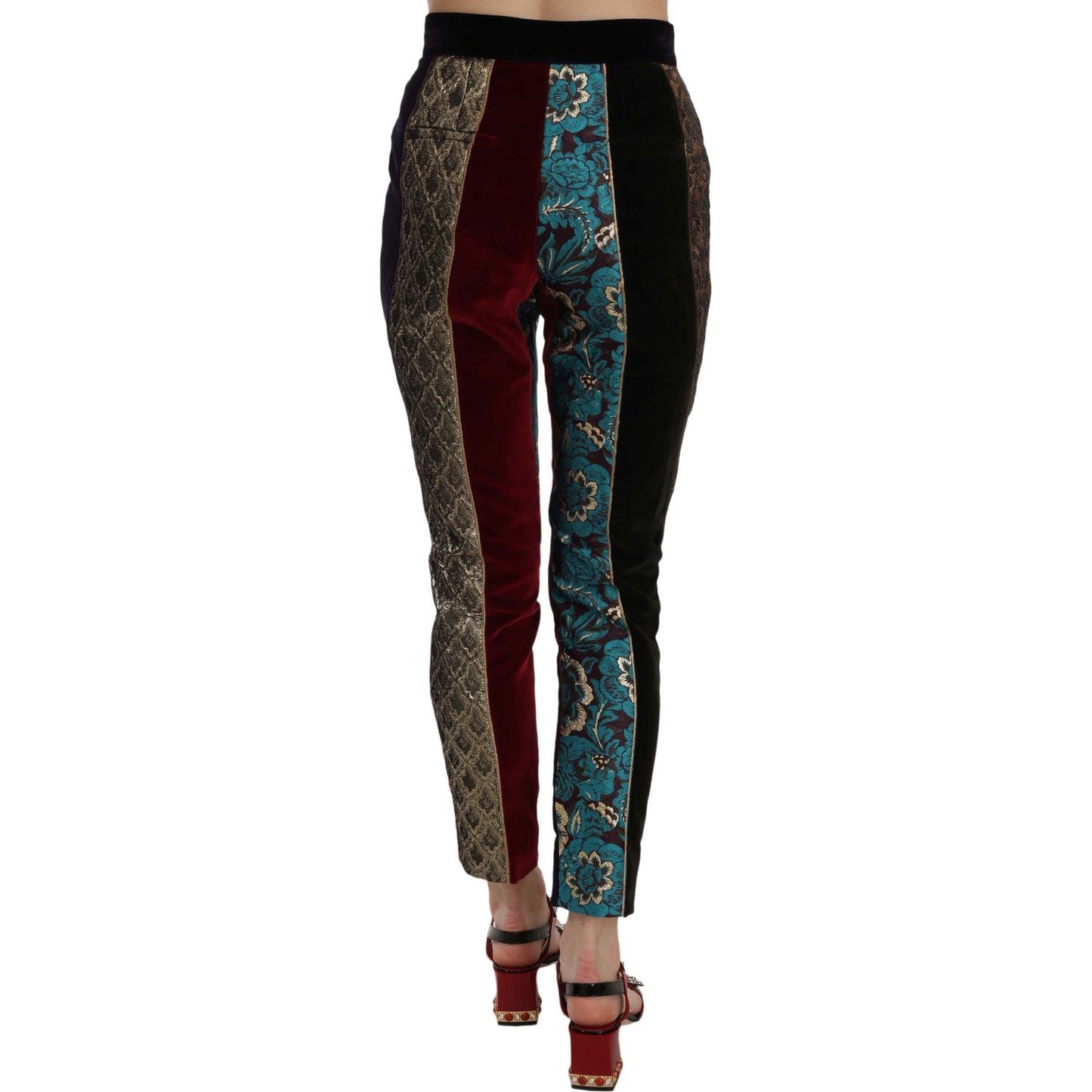 Dolce & Gabbana Multicolor Jacquard Cropped Tapered Pants
