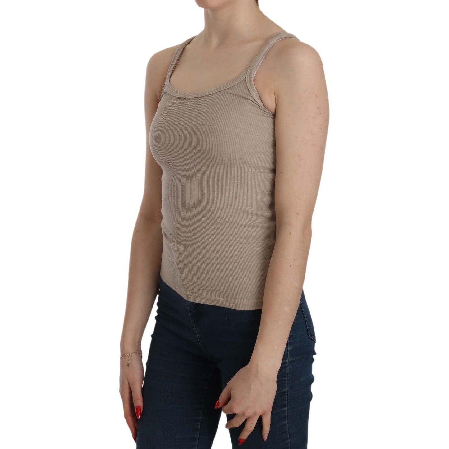 PINK MEMORIES Brown Sleeveless Spaghetti Strap Top Blouse