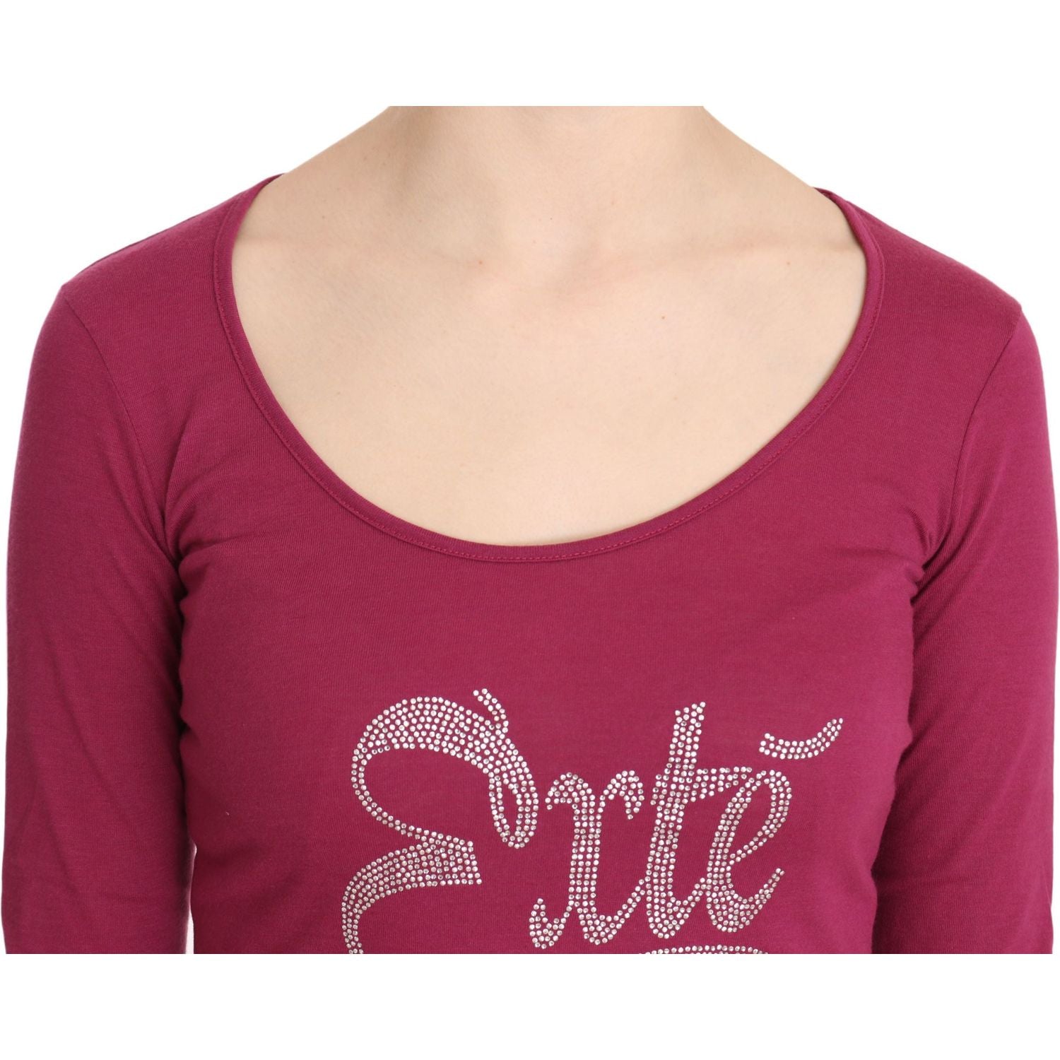 Pink Exte Crystal Embellished Long Sleeve Top