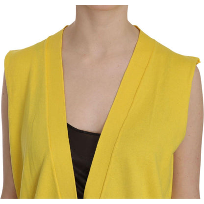 PINK MEMORIES Yellow 100% Cotton Sleeveless Cardigan Top Vest