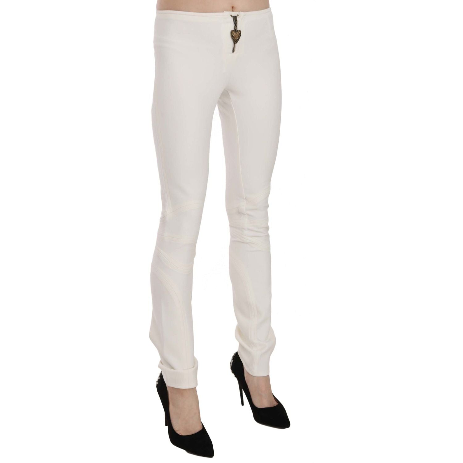 Just Cavalli White Mid Waist Skinny Dress Trousers Pants