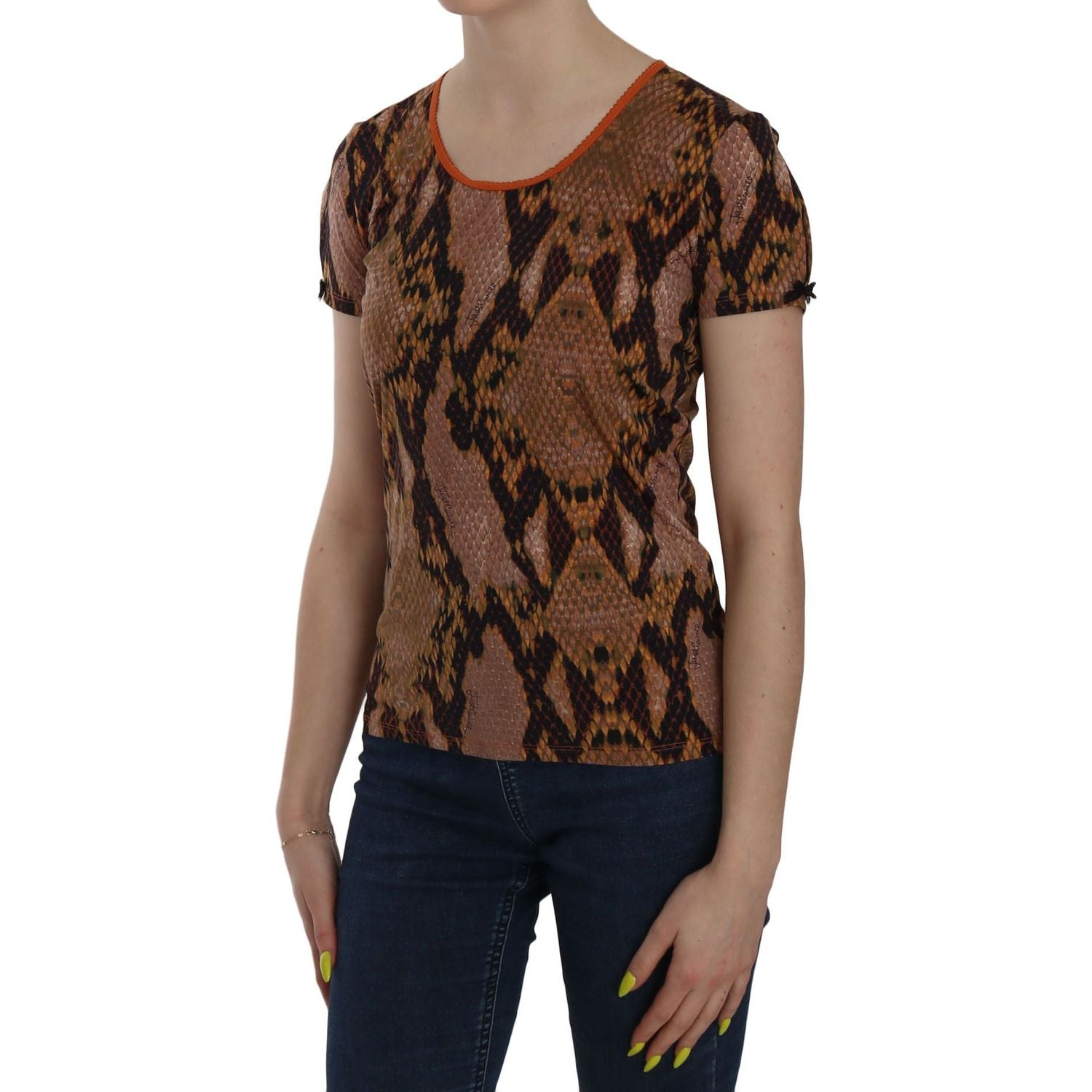 Just Cavalli Snake Skin Print Short Sleeve Top T-shirt
