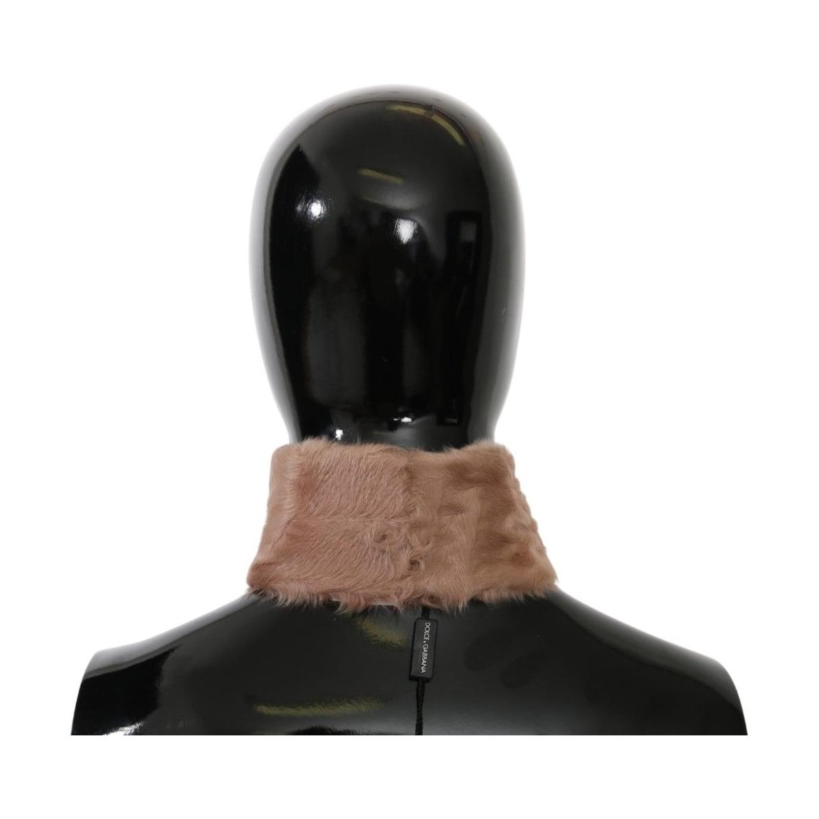 Dolce & Gabbana Beige Fur Neck Collar Lambskin Scarf Fur Scarves