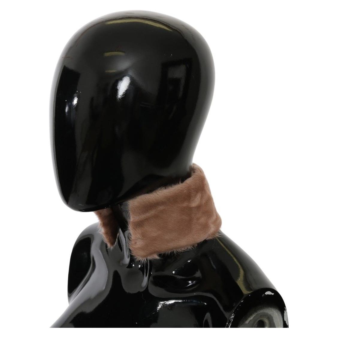 Dolce & Gabbana Beige Fur Neck Collar Lambskin Scarf