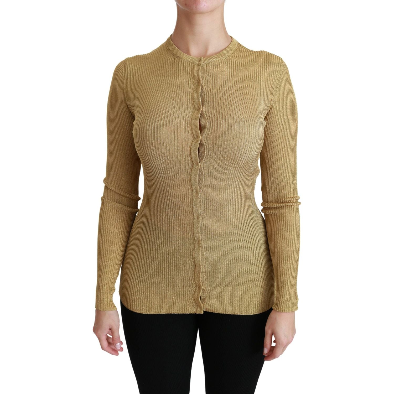 Dolce & Gabbana Gold Long Sleeve Cardigan Viscose Sweater