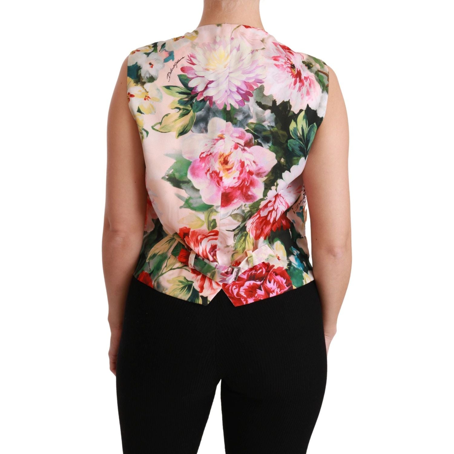 Dolce & Gabbana Multicolor Floral Sleeveless Waistcoat Top Vest