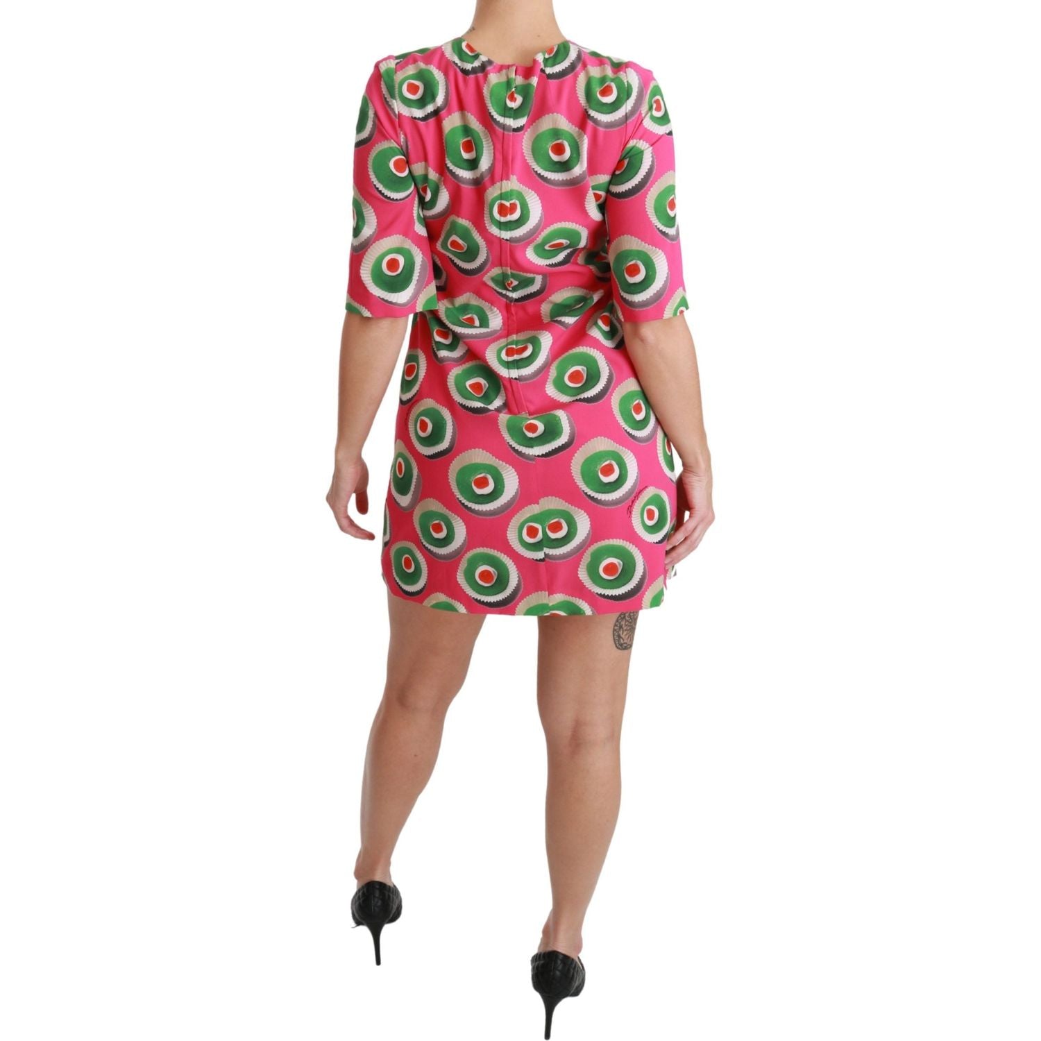 Dolce & Gabbana Pink Silk Cup Cake Shift Stretch Dress