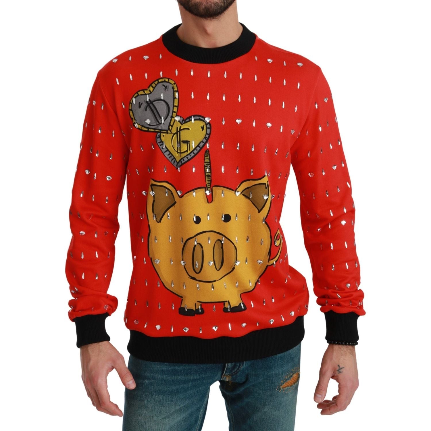 Dolce & Gabbana Red Crystal Pig of the Year Sweater