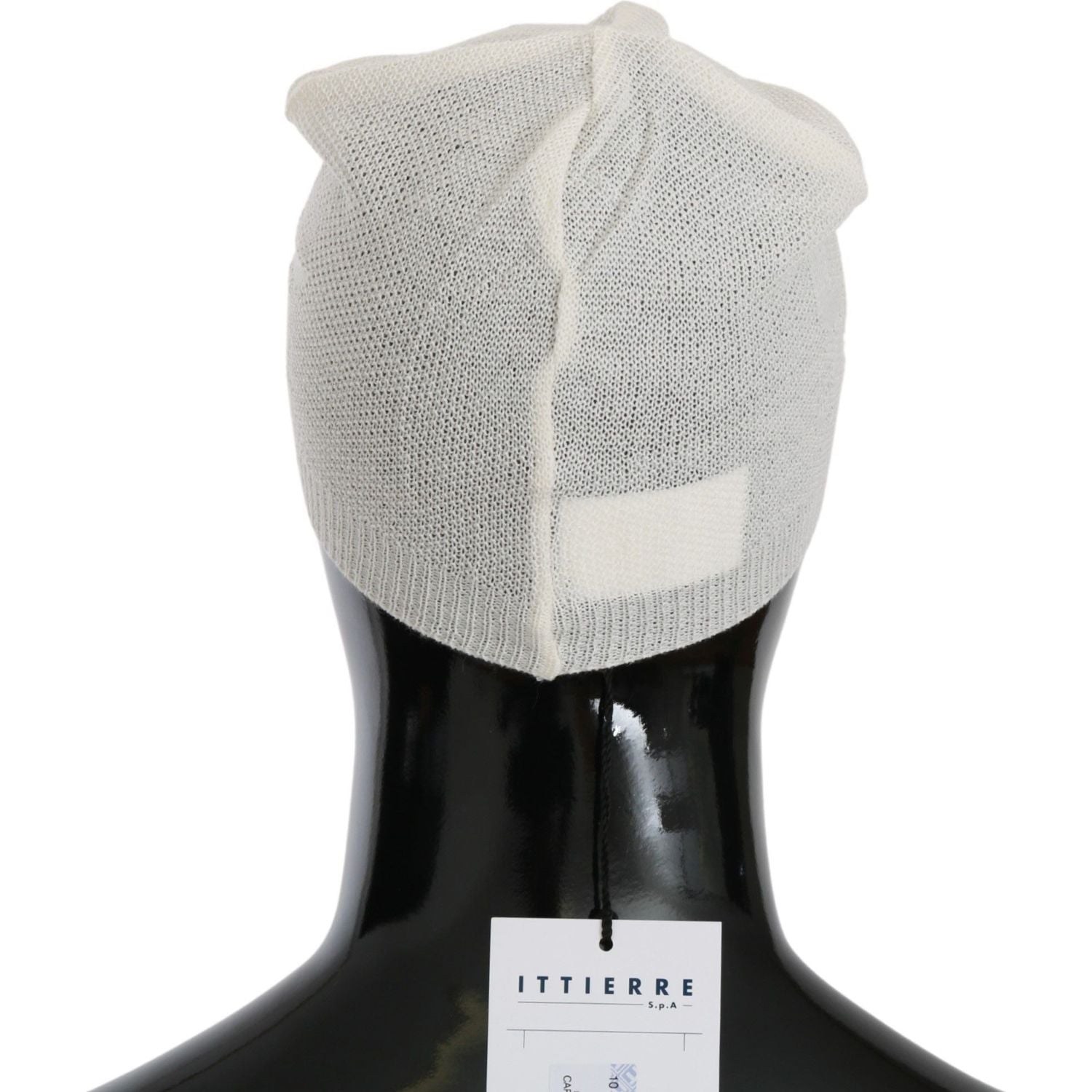 Costume National Beanie White Wool Blend Branded Hat