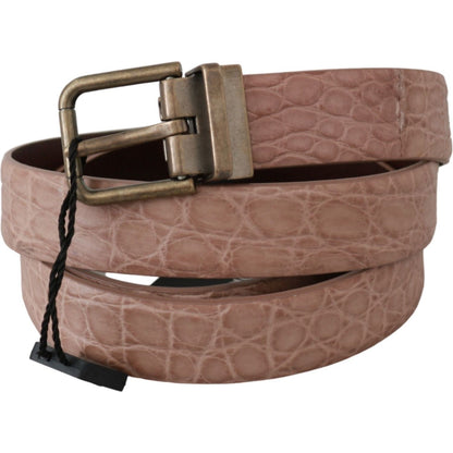 Dolce & Gabbana Beige Exotic Skin Gold Buckle Leather Belt Belt