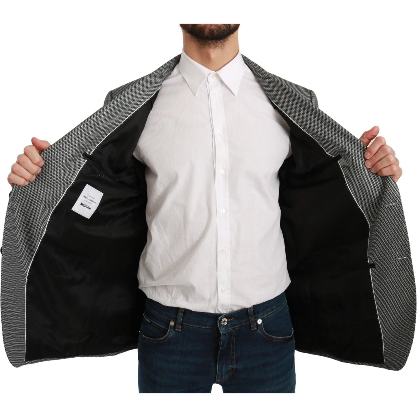 Dolce & Gabbana Gray Slim Fit Formal MARTINI Blazer