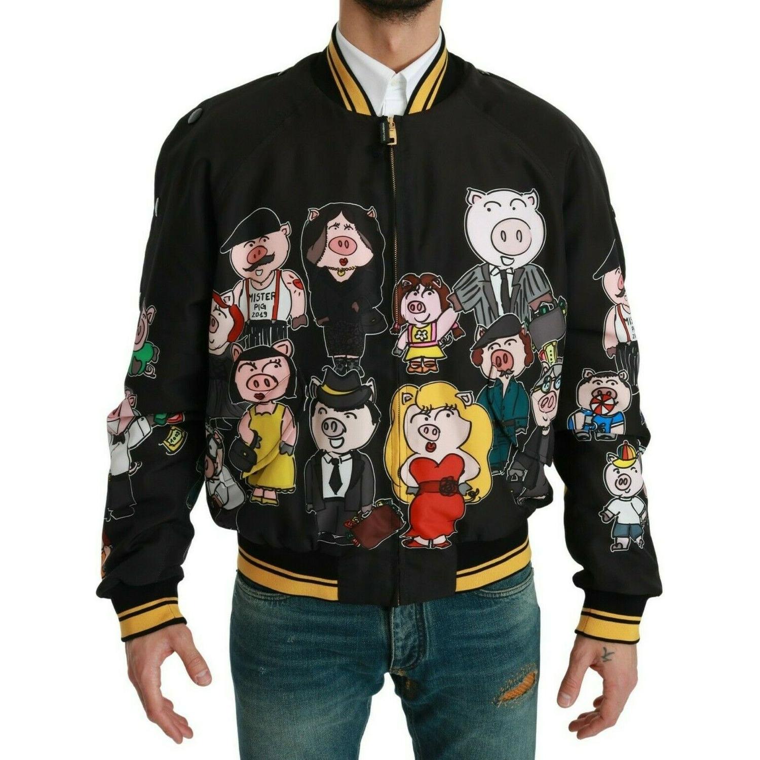 Dolce & Gabbana Black YEAR OF THE PIG Bomber Jacket