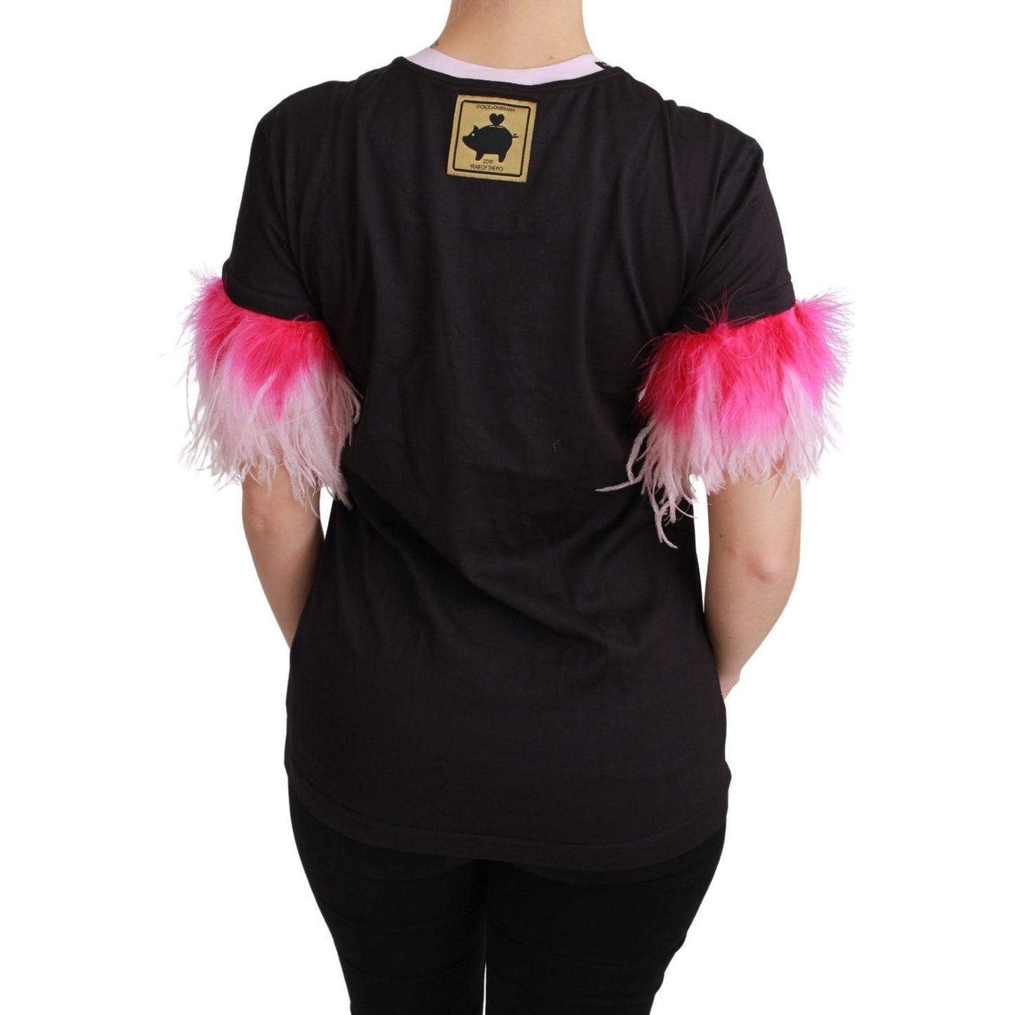 Dolce & Gabbana Black YEAR OF THE PIG Top Cotton T-shirt