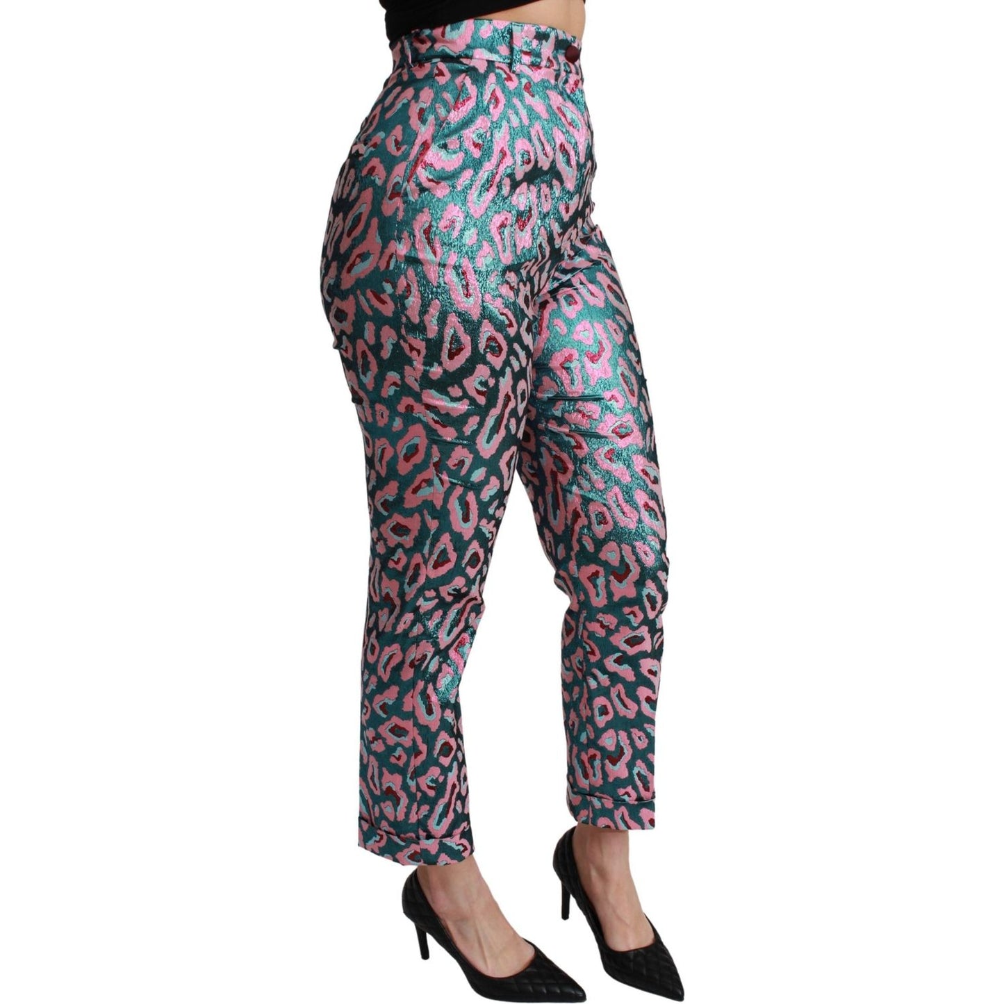 Dolce & Gabbana Multicolor Patterned Cropped High Waist Pants