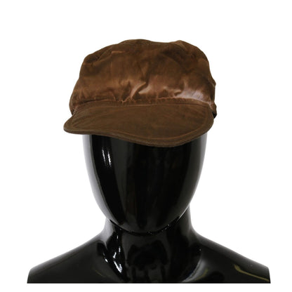 Costume National Brown Newsboy Beret Cabbie Fedora Hat