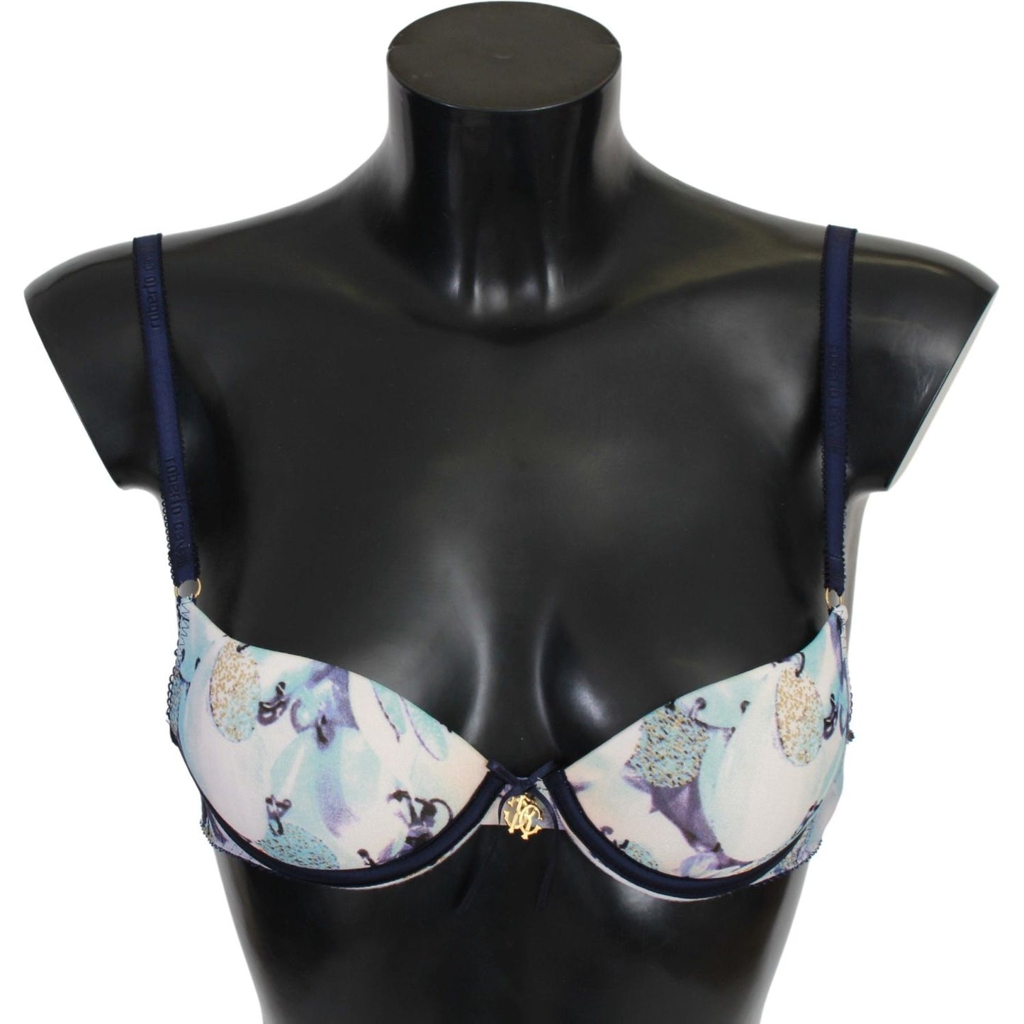 Roberto Cavalli Blue Printed Nylon Reggiseno Bra Underwear