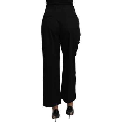 Dolce & Gabbana Black High Waist Cropped Cotton Stretch Pants Jeans & Pants