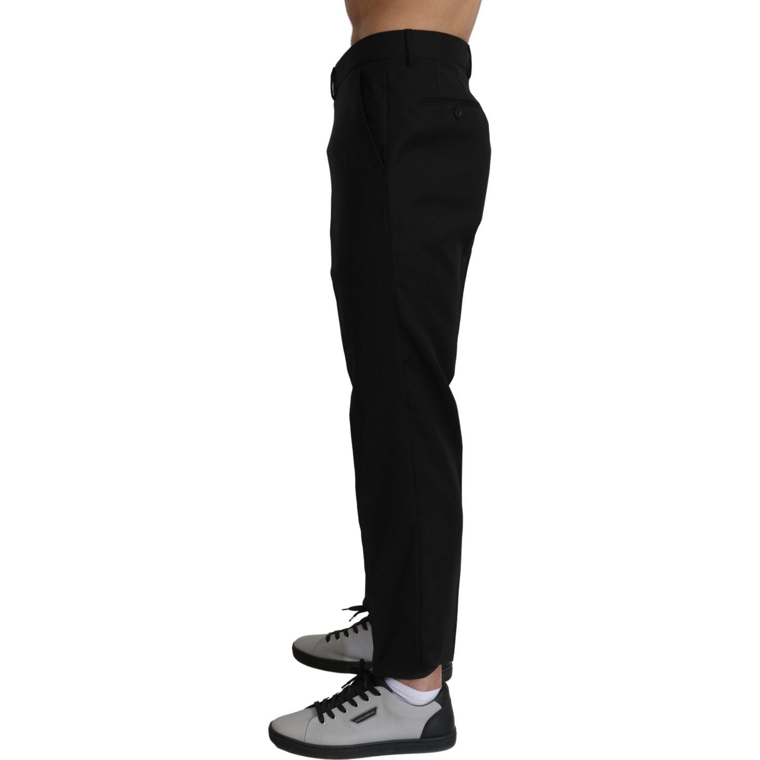 Dolce & Gabbana Black Cotton Wool Formal Dress Pants