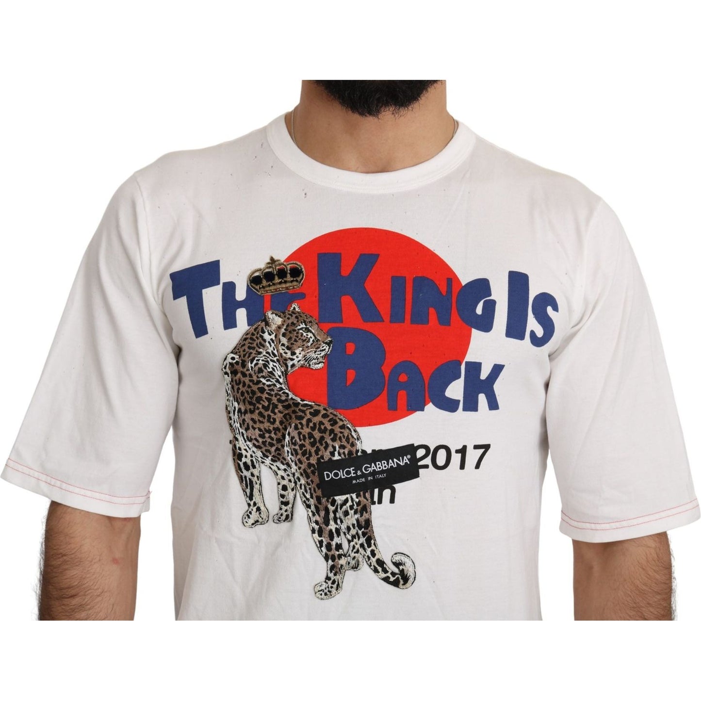 Dolce & Gabbana White Leopard Royal Top T-shirt