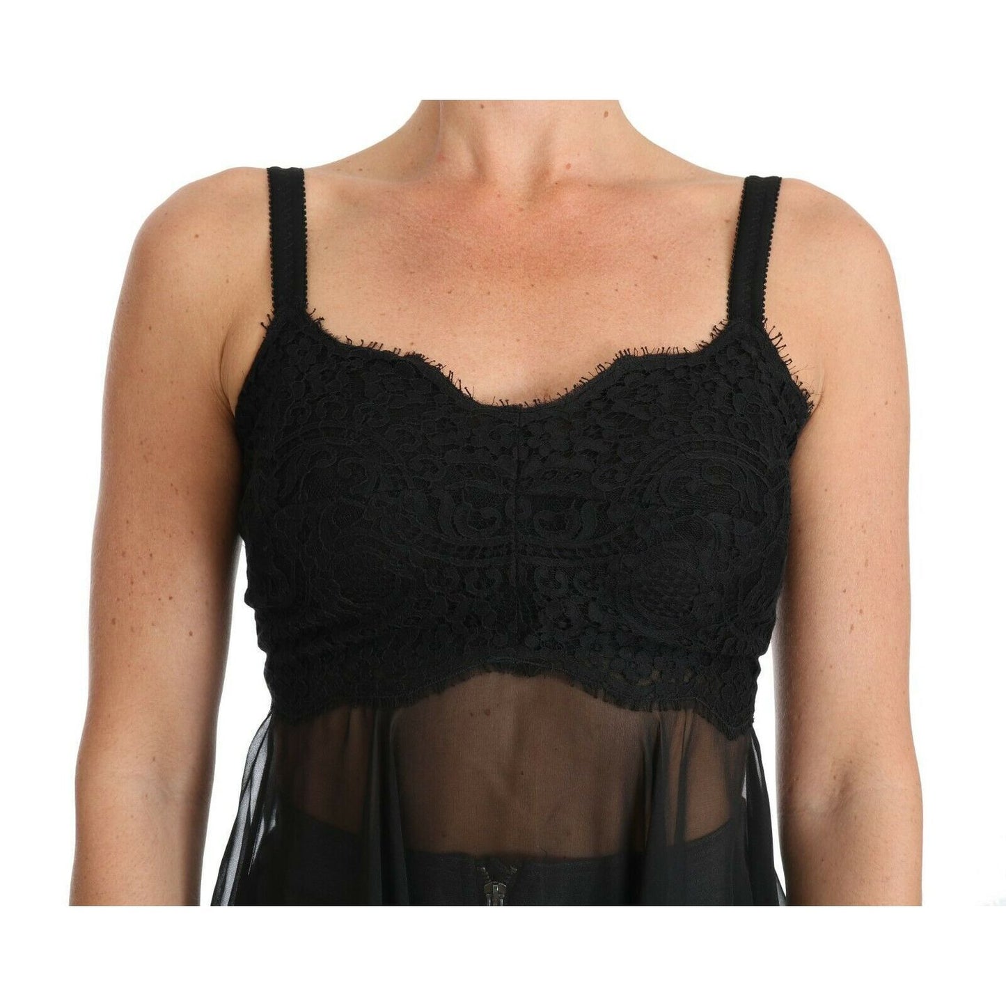 Dolce & Gabbana Black Silk Lace Dress Chemise Lingerie