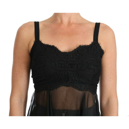 Dolce & Gabbana Black Silk Lace Dress Chemise Lingerie