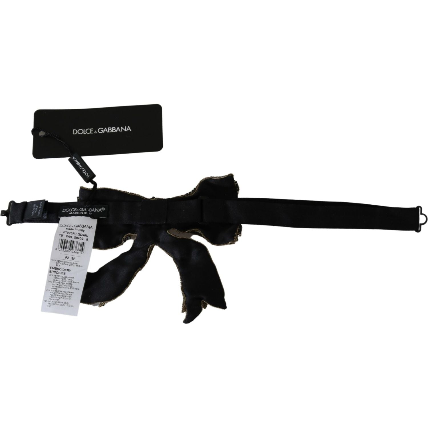 Dolce & Gabbana Gold Crystal Beaded Sequined 100% Silk Catwalk Necklace