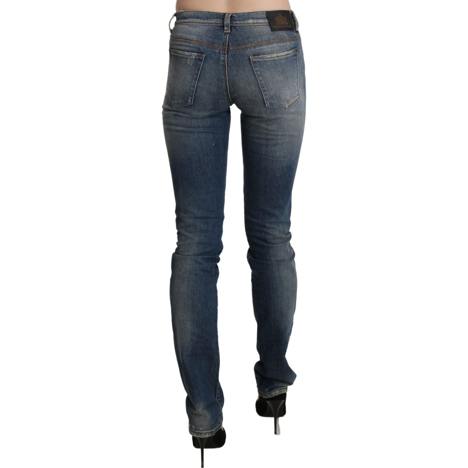 Ermanno Scervino Blue Washed Mid Waist Skinny Denim Jeans