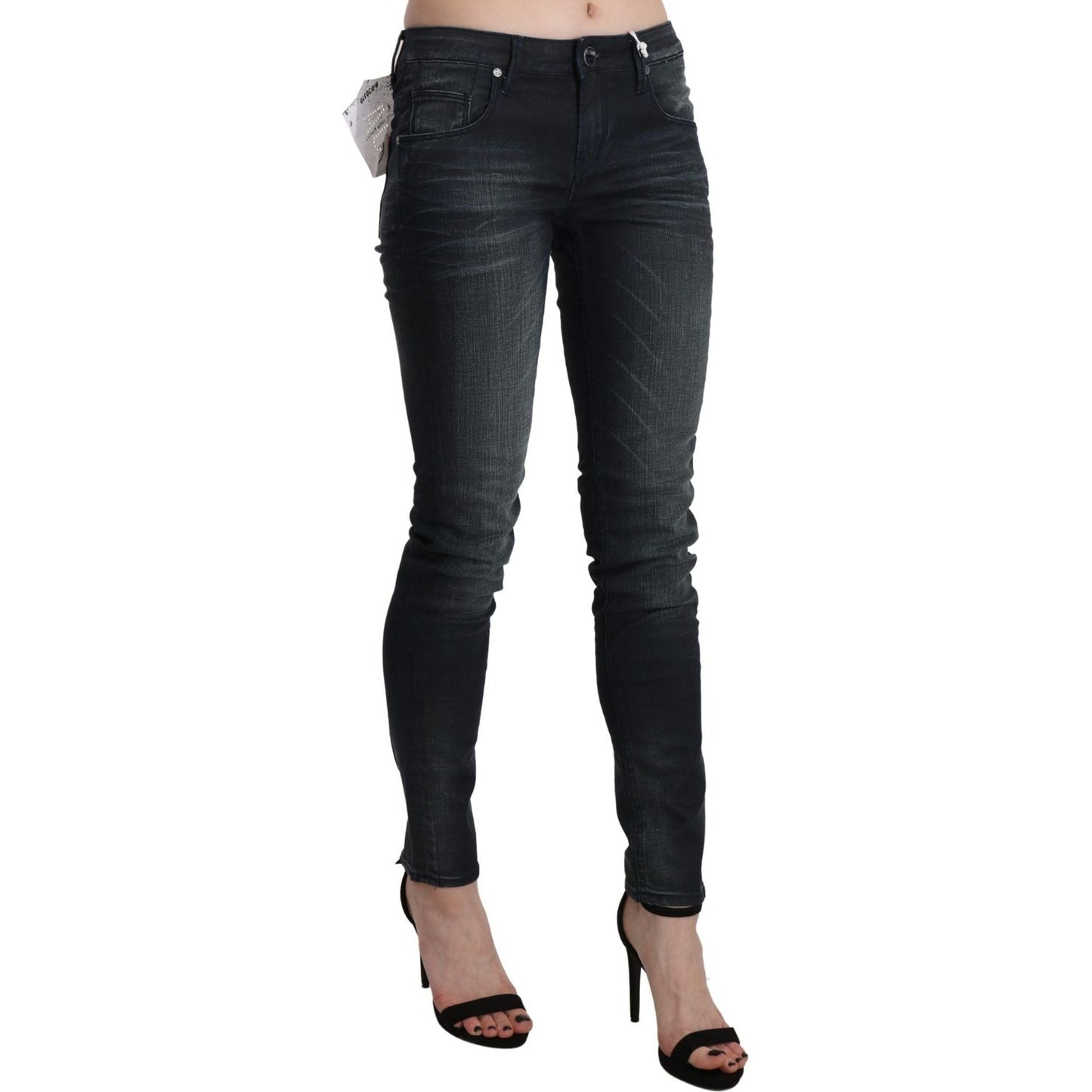 Acht Blue Washed Low Waist Skinny Denim Trouser