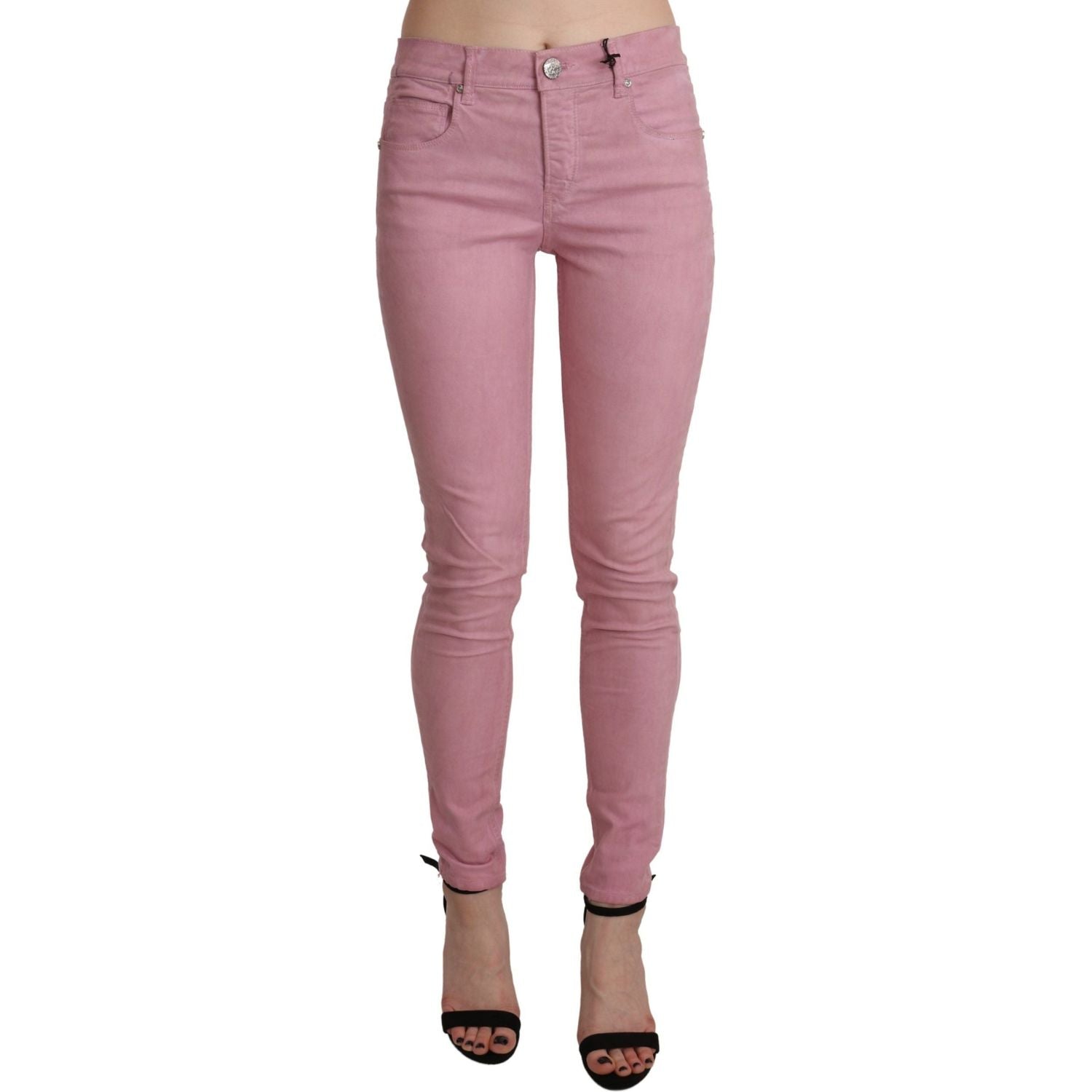 Acht Pink Mid Waist Skinny Stretch  Denim Pant