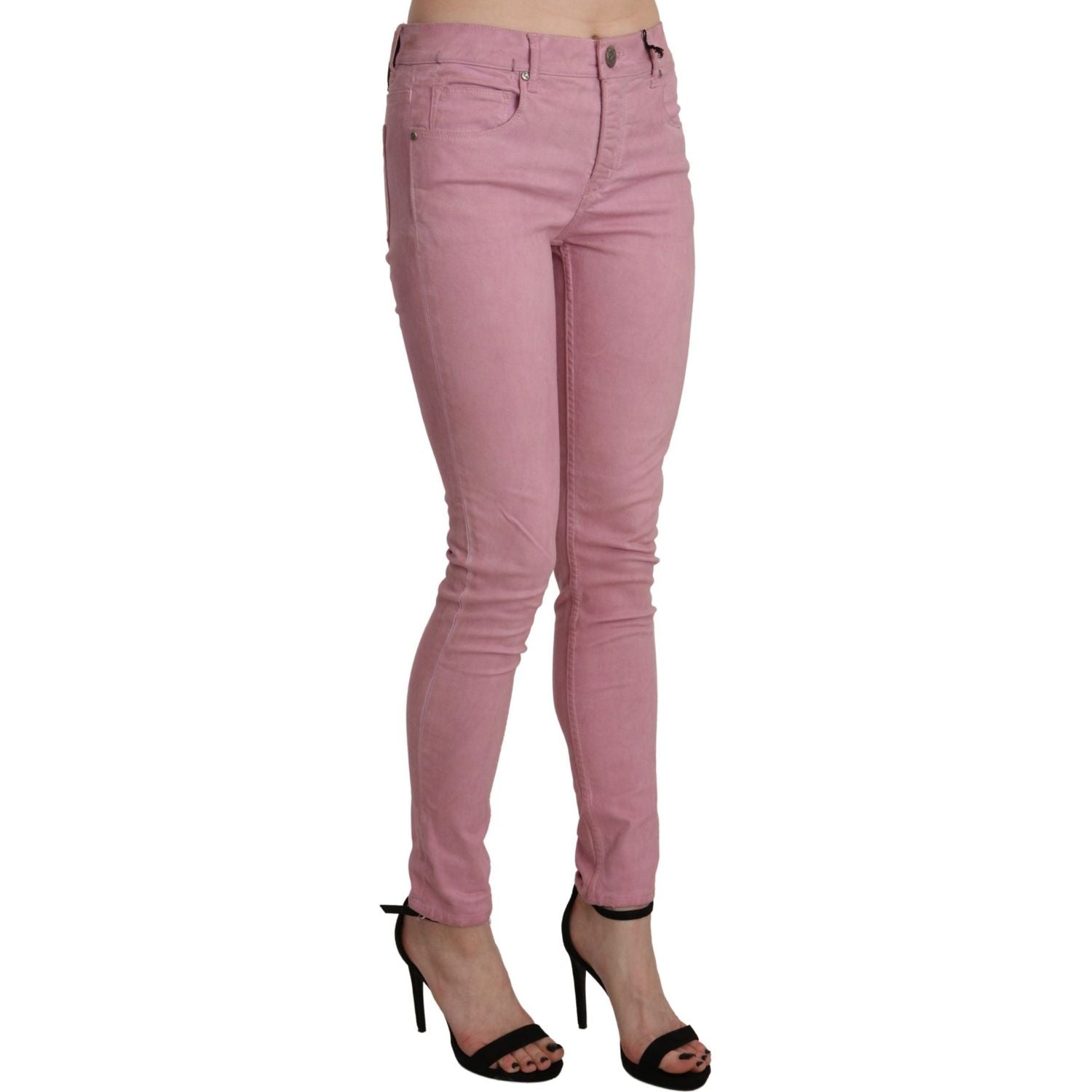 Acht Pink Mid Waist Skinny Stretch  Denim Pant