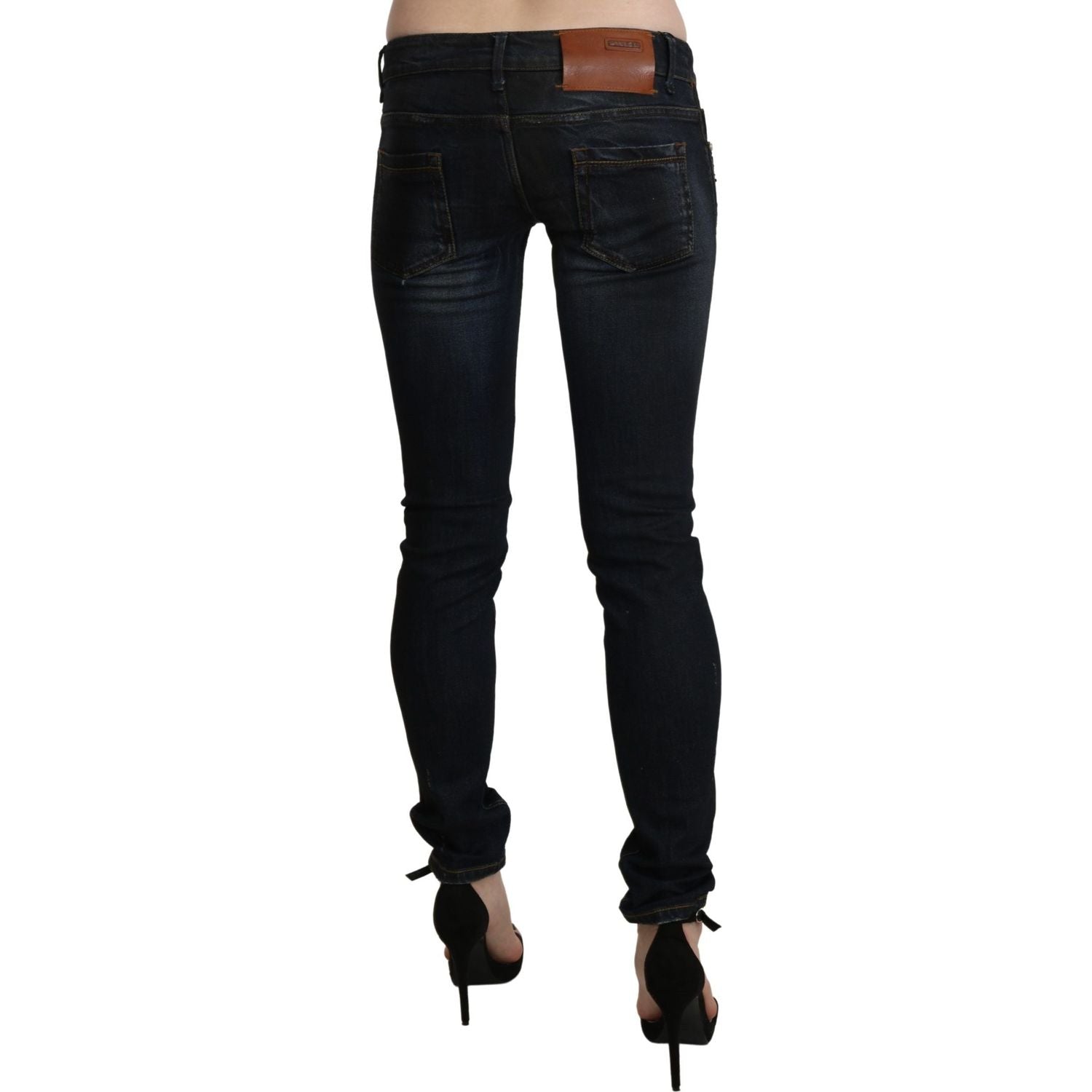Acht Black Washed Low Waist Skinny Denim Jeans